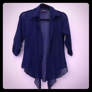 3/4 sleeve blue blouse